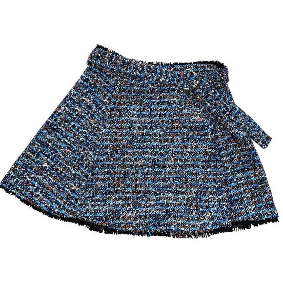 Lovers + Friends Aiden Blue Multi Tweed Belted Mini Skirt Medium - Picture 1 of 15